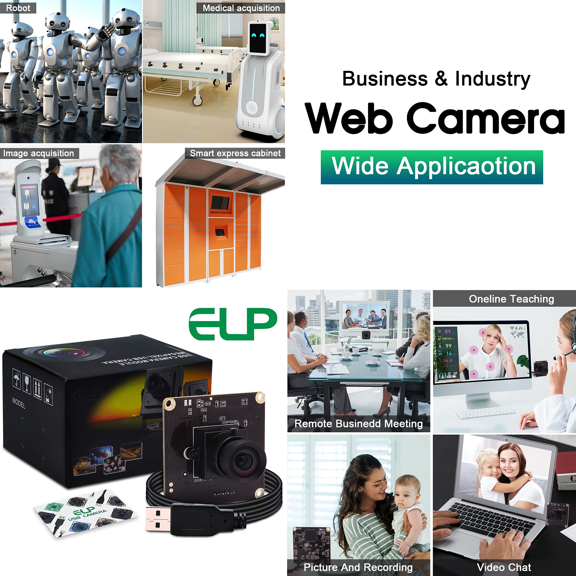 Amazon.co.jp: ELP USBカメラ 260fps 高速ウェブカメラ 110度広角 歪み